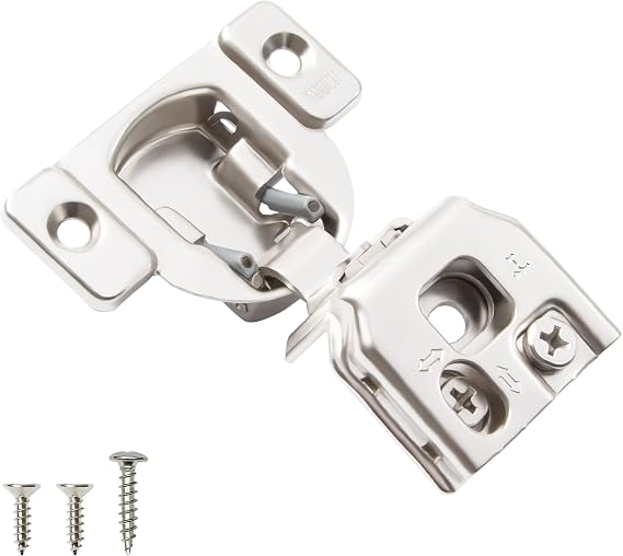 TOUCH Compact Concealed Cabinet Hinge (1 Pair, 2 PCS), Press-in, 105 Degree 1-1/4 Inch (31.75 mm) Overlay, American Style, 3-Way Adjustment for Face Frame Kitchen Cabinets with Screws.