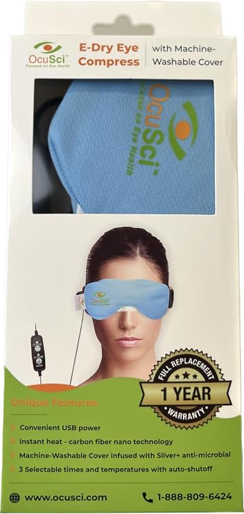 Dry Eye Compress with HydroHeat Machine Washable Cover, Save 40%, Microwave for Moist Heat Therapy or Freeze for Cold Therapy to Treat: Dry Eye Syndrome (USB Dry Eye Compress)