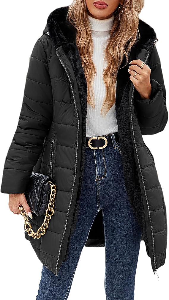 Women's Winter Putter Coat Warm Fleece Lined Down Jacket