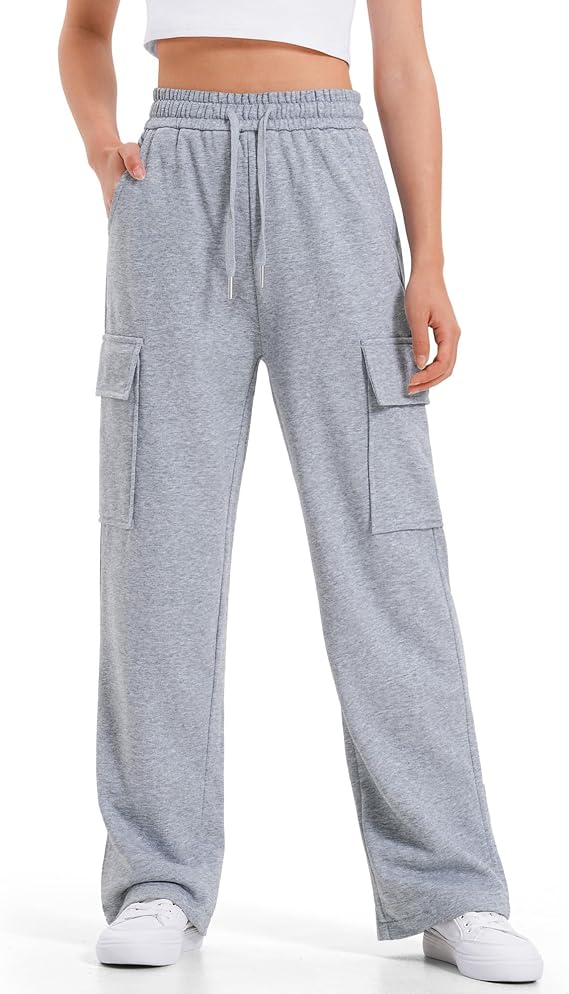 BOOPH Girls Sweatpants Kids Drawstring Wide Leg Cargo Pants for Teen Girls | Baggy Joggers Pants with Pockets