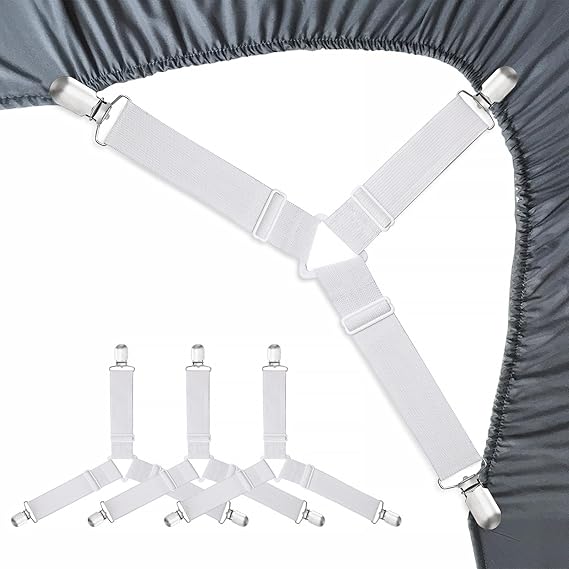 RayTour Bed Sheet Holder Straps 4 Pack - Elastic Sheet Keepers for Fitted Sheets