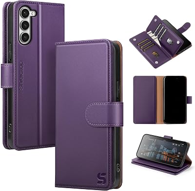 Compatible with Samsung Galaxy S23 Plus Wallet Case with Card Holder,Women Men RFID Blocking PU Leather Flip TPU Protective Cover Credit Card Slots,Phone Case for S23 Plus,Dark Purple