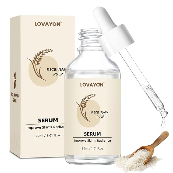Rice Essence Face Serum Hydrating Glass Skin 1.01 fl oz | Rice serum with hydrolyzed rice protein, Vitamin B5, Vitamin C and sodium hyaluronate hydrates for a smooth glass-like glow.