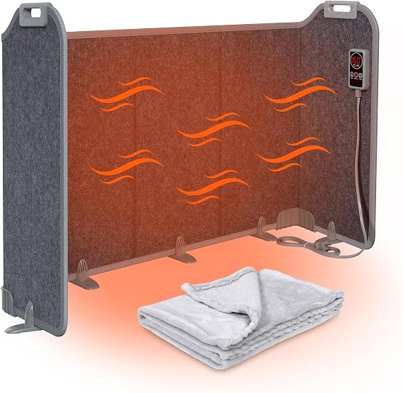 Under Desk Heater for Office, Foldable Space Heater Plus Size 5-Fold, Quiet for Leg, Foot Ankles, Portable Foot Warmer with 12H Timer & 8 Heat Levels, No Odor Anti-tilt, Auto Shut Off, Dark Grey