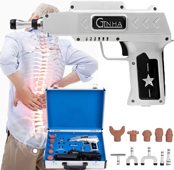Spine Correction Gun Spine Adjusting Massager Strength Adjustable Electric Massage Gun Chiropractic Adjusting Tool for Muscle Relaxation,Silver