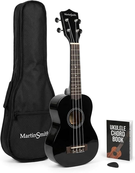 Martin Smith 21 Inch Soprano Ukulele Starter Set, Black
