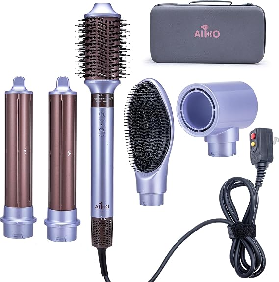 AIKO PRO 5 in 1 Hot Air Styler, High-Speed Negative Ionic Hair Dryer Fast Drying, Multi Hair Styler, Professional Blow Dryer Brush for Curling, Volumizing, Straightening & Styling with a Travel Case