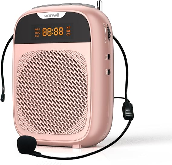 Norwii Portable Rechargeable Mini Voice Amplifier for Teachers | Wired Microphone Headset and Waistband, Power Amplifiers Supports MP3 Format Audio for Speech, Class, Training,Tour Guide