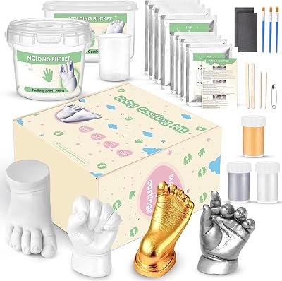 Noosuna Baby Hand and Foot Casting Kit 4 Pack, 3D Moulding Gift Set, Multiple Accessories, Baby Casting Kit for Babies 09 Months Old, Baby Shower, New Mom Gift, Souvenir