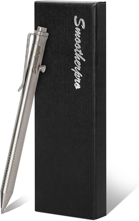 SMOOTHERPRO Bolt Action Pen, Stainless Steel Ballpoint Pen Compatible with Pilot G2 Refill, EDC Pen for Writing, Left-Handed Friendly, Natural (TC142NA)