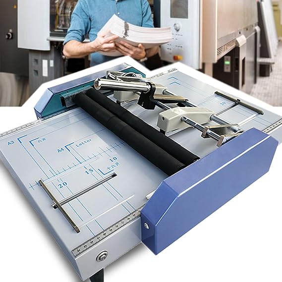A3 Folding Binding Machine Manual Paper Booklet Folder, Booklet Making Machine Folding Staple Book Binding Machine Pamphlet Stapler for Printing Factories and Schools