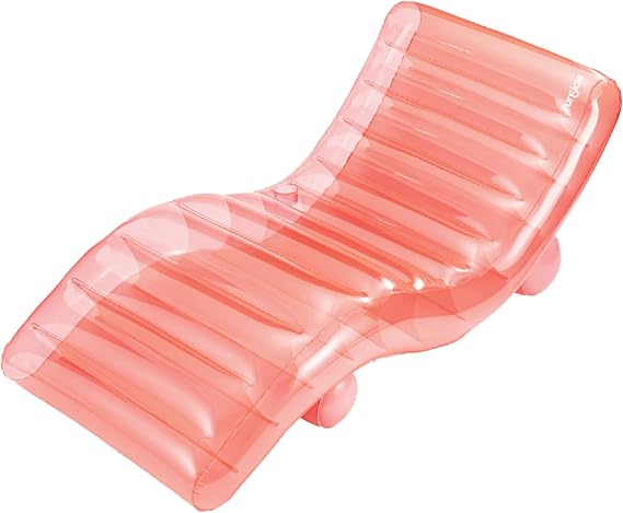 Maccabi Art 5.6ft FunChaiser Inflatable Lounge Chair, Pool Float for Adults with Backrest, Leg Support, Cup Holder & Repair Patch
