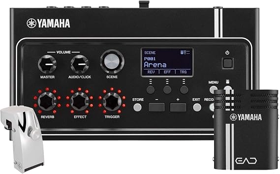Yamaha EAD10 Electronic Acoustic Drum Module with Acoustic Drum Microphone System, Interconnect Cables and Power Supply with Yamaha DT-50S Dual-zone Snare/Tom Trigger with Die-cast Metal Housing
