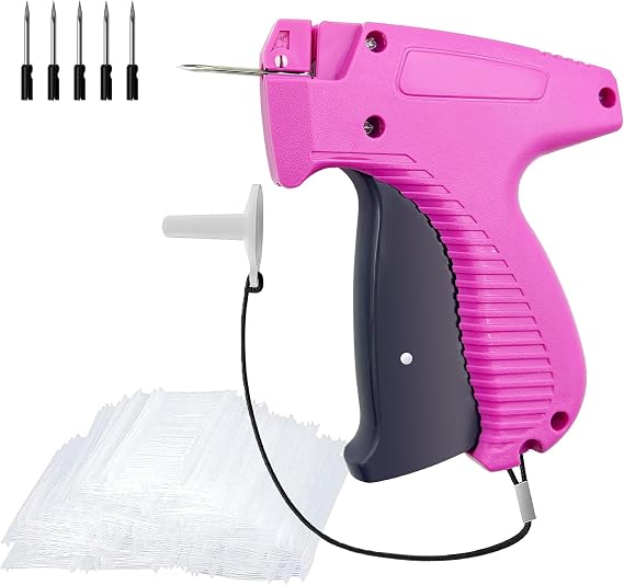 Tagging Gun for Clothing, Standard Retail Price Tag Attacher Gun for Clothes, Clothing Tag Gun Kit with 6 Needles & 1600 1-in Barbs Fasteners (Not Stitch Gun)