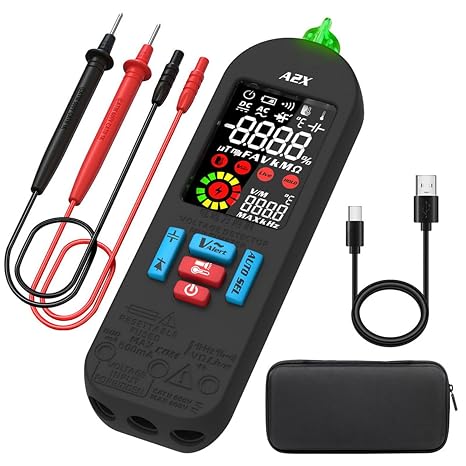 Rechargeable Digital Multimeter Electrical Amp Tester Color LCD 6000 Counts Automatic Smart Voltmeter VFC Capacitance Diode AC DC Current Continuity Voltage Tester