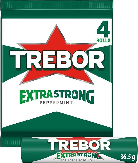 Trebor Extra Strong Peppermint Mints 4 Rolls, 165.2 g