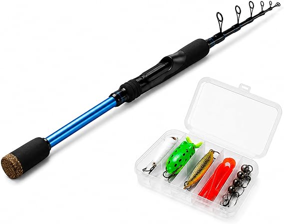 Telescopic Fishing Rod, Ultralight Carbon Fiber Travel Spinning Rod, Portable Collapsible Fishing Pole for Crappie, Bluegill, Perch, Trout, Bass and Walleye
