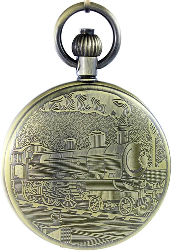 OGLE Waterproof Bronze Train Chain Large Digital Noctilucence Fob Self Winding Automatic Skeleton Mechanical Pocket Watch