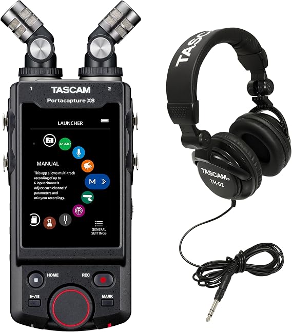 TASCAM Portacapture X8 Recorder and Studio Headphones Bundle