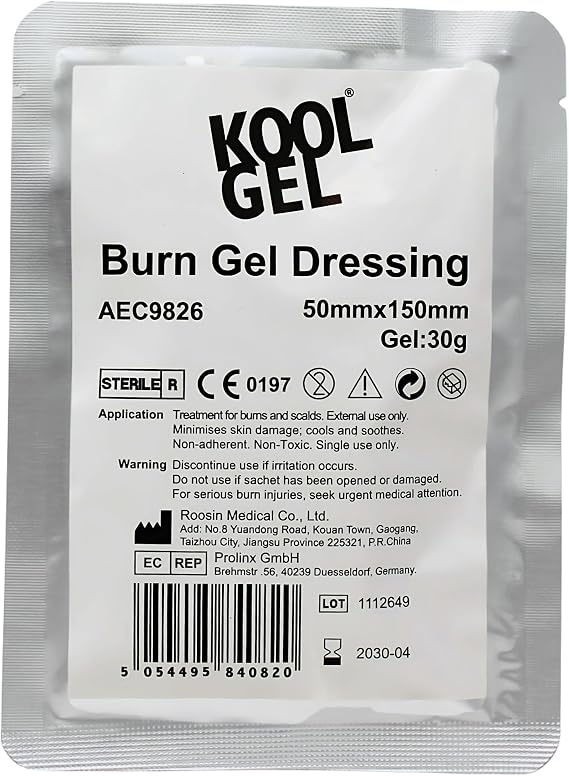 Koolpak KoolGel Burn Dressing 5cm x 15cm – Instant Soothing Relief for Burns, Scalds and Sunburn, 1st and 2nd Degree Burns – Sterile Hydrogel First Aid Treatment