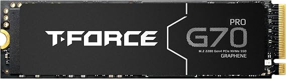 TEAMGROUP T-Force G70 PRO Graphene Heatsink 2TB DRAM SLC Cache 3D TLC NAND NVMe InnoGrit PCIe Gen4x4 M.2 2280 Gaming Internal SSD Works with PS5 Read/Write 7400/6800 MB/s TM8FFH002T0C129