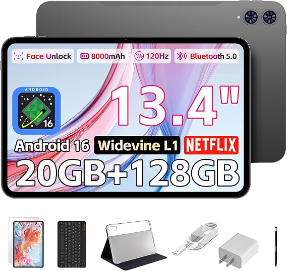 TECLAST 13.4" Android Tablet with Keyboard, 4G LTE, Large Screen Tablet