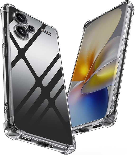 Redmi Note 13 Pro+ 5G Case, Clear, Full Protective Cover, Redmi Note 13 Pro Plus 5G Case, Shockproof, Shock-Absorption, TPU, Shockproof, Soft, Lightweight, Thin, Drop Prevention, US Military MIL | 耐震 落下防止 米軍MIL規格 透明 耐久 ストラップホール付き 黄変防止 指紋防止 滑り防止 ワイヤレス充電に対応 携帯カバー 透明 WY68-32