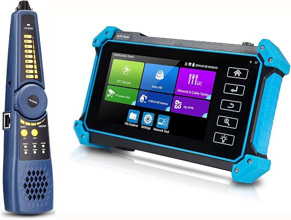 EVERSECU CCTV IP Camera Tester Monitor with Cable Tracer, 8MP AHD CVI TVI CVBS IP Camera Test 4K HD Display Video Monitor 5inch IPS Touch Screen IPC Tester with POE PTZ WiFi RS485 HDMI & VGA Input