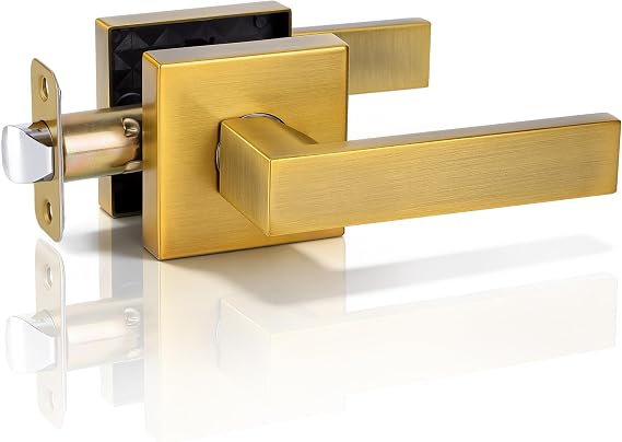 Antique Brass Interior Passage Door Handle, Lever for Closet and Hall Doors | Reversible Non-Locking Handle Lever