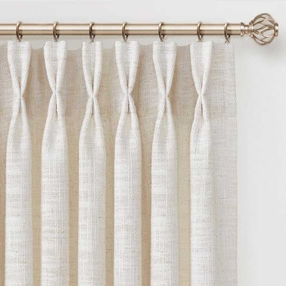 INOVADAY Memory Trained Pinch Pleated Thick Linen Curtains 96 Inches Long