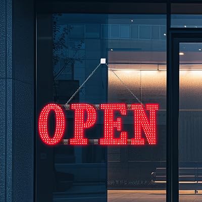 40x14 Large LED Open Signs for Business Super Bright Unique Design Red Open Sign with Hanging Installation for Window Stores Bar Hotel Retail Shops Salon Restaurant Office