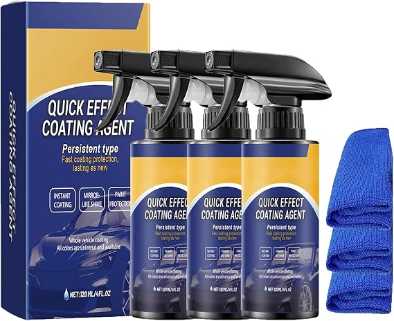 Advanced Car Quick-Acting Coating Agent Spray, 3 in 1 High Protection Quick Car Coating Spray, Advanced Ceramic Sprays Coatings, Multi-Functional Coating Renewal Agent Polish for Cars, Motorcycles (3)