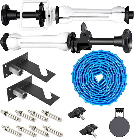 Fotoconic Single Roller Wall/Light Stand Mounting 2-in-1 Manual Background Support System, Including Two Single Hooks, Two Expand Bars, One Chain
