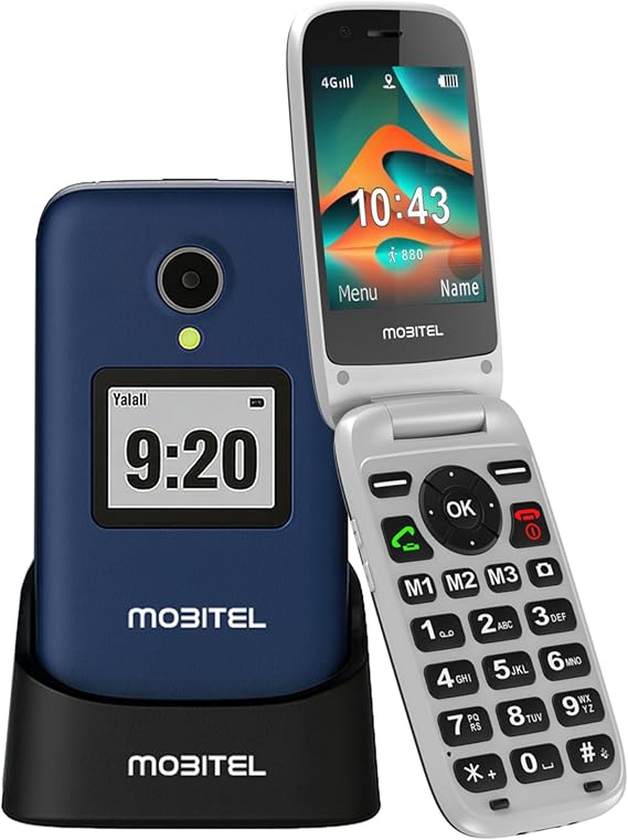 Mobitel 8010 4G Flip Phone for Elderly Big Button Mobile Phone for Seniors SIM Free Unlocked Senior Mobile Phone with SOS Emergency Button Charging Dock Loud Speaker Large 2.8" Display Easy to Use | Big Button Design