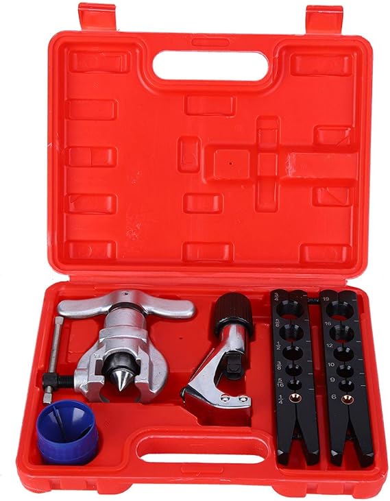 Tubing Flaring Swage Tool Kit, Copper Aluminum Tube Flare Repair Heavy Duty Pipe Cutters Brake Line Pipe Eccentric Cone Flaring Swage Tool Set