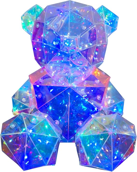 Pink LED Crystal Bear Light in Night Teddy Bear Decorations Best Gift for her Girls Mom Birthday Valentine's Day Gift USB Plug in