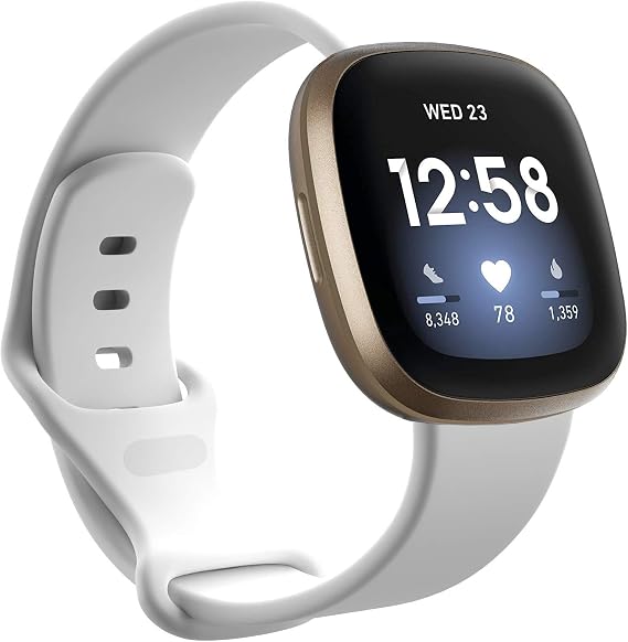 Bands Compatible with Fitbit Sense Fitness Replacement Fitbit Versa 3 Accessory Band Colorful Adjustable Bracelet Strap for Versa 3 Wristbands W/Metal Buckle (White)