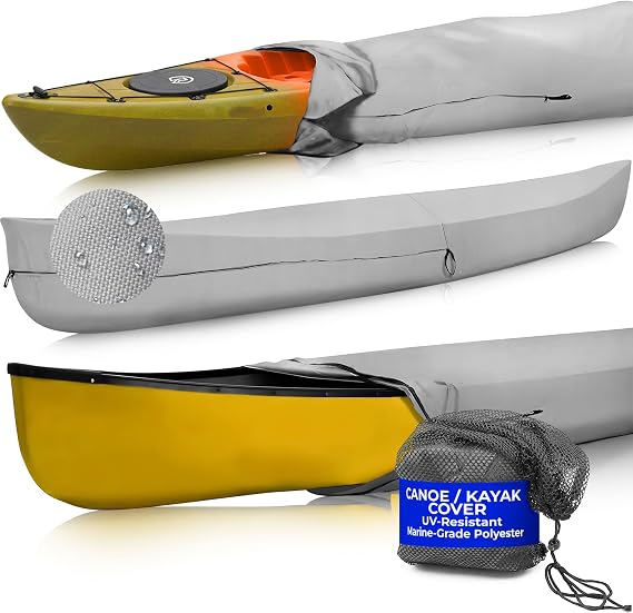 EliteShield Waterproof Canoe & Kayak Cover, 600D Marine Grade, Gray 9-10ft