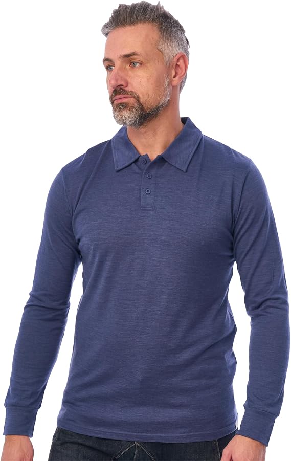 Merino Wool Long Sleeve Polo in Bordo by Merino Tech
