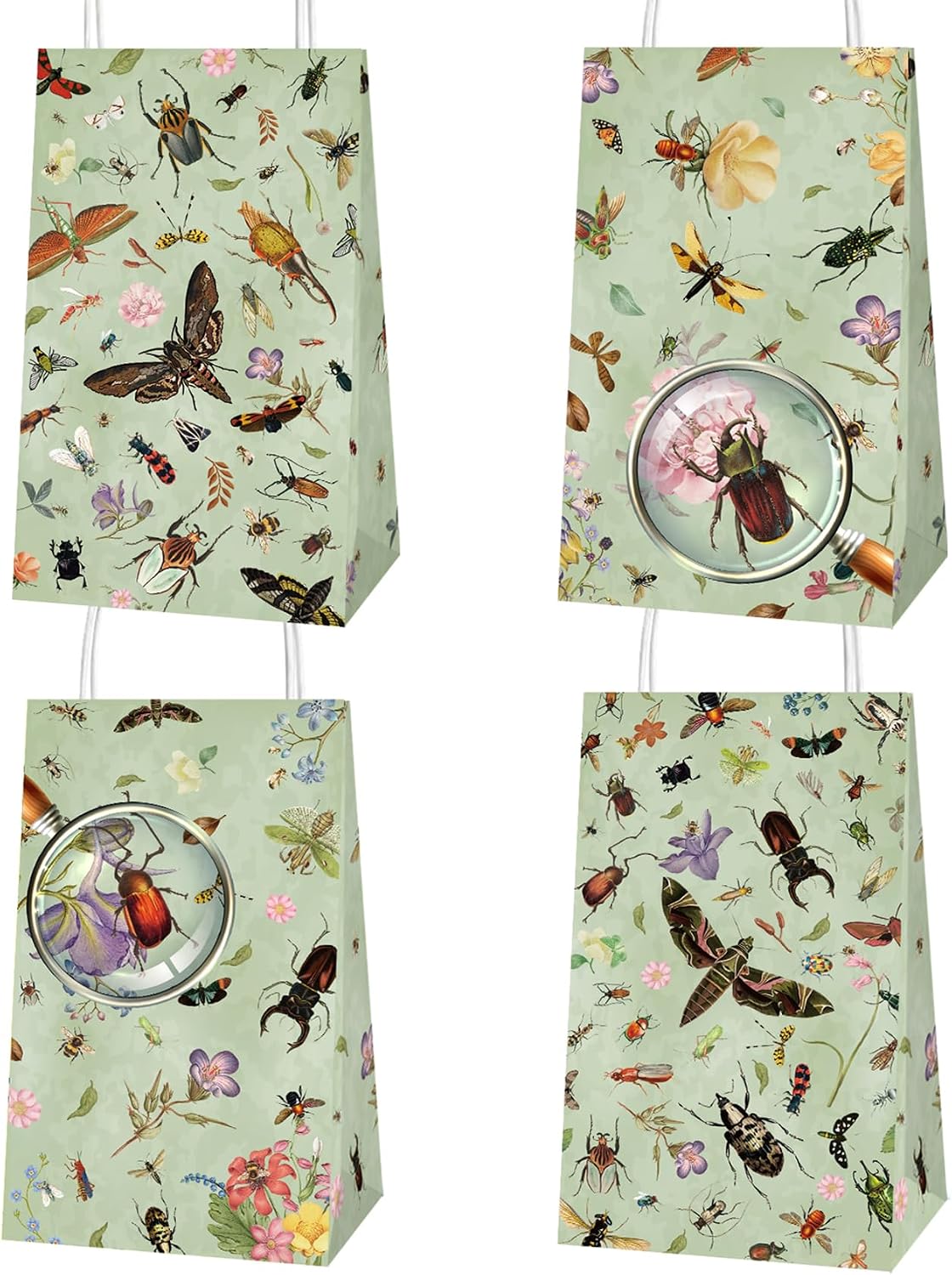 12 Pack Bug Party Bags with Handles Insect Bug Birthday Party Supplies Party Favors Bug Goodie Bag Treat Bag Gift Bags Candy Bags