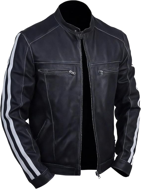 Men's Resident Leon S Kennedy Evil Vendetta Genuine Leather Black Biker Motorcycle Leather Jacket