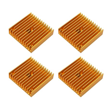 4Pcs 3D Printer Accessories 40mm Heatsink Gold Aluminum 40x40x11mm Cooler Heat Sink for Cooling 3D Printers Makerbot MK7/MK8, TEC1-12706 Thermoelectric Peltier Cooler