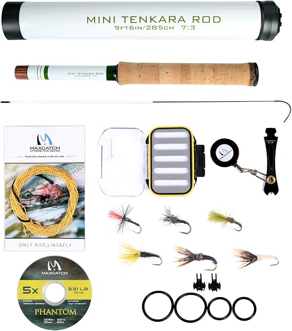 Maxcatch Mini Tenkara Fly Fishing Rod with Extra Tip Section 12ft, 9ft6