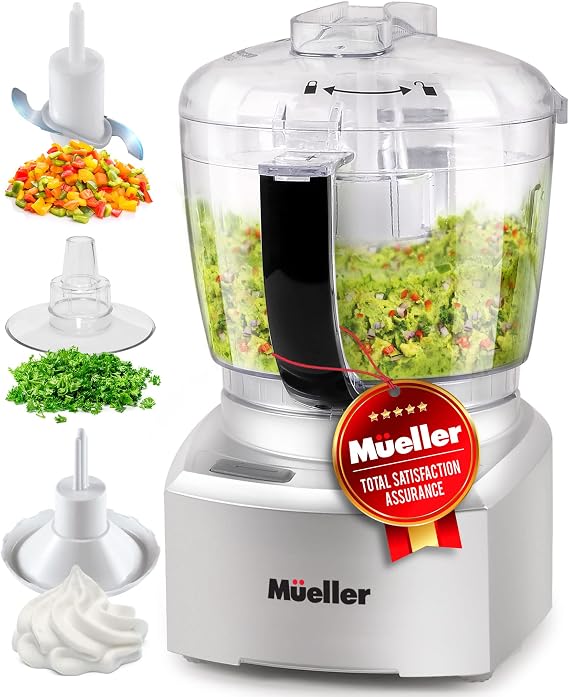 Mueller Ultra Prep Food Processor for Chopping, Dicing, Grinding, and Pureeing Versatile Kitchen Tool for Vegetables, Meat, Nuts, Grains, and Whipping Eggs or Cream