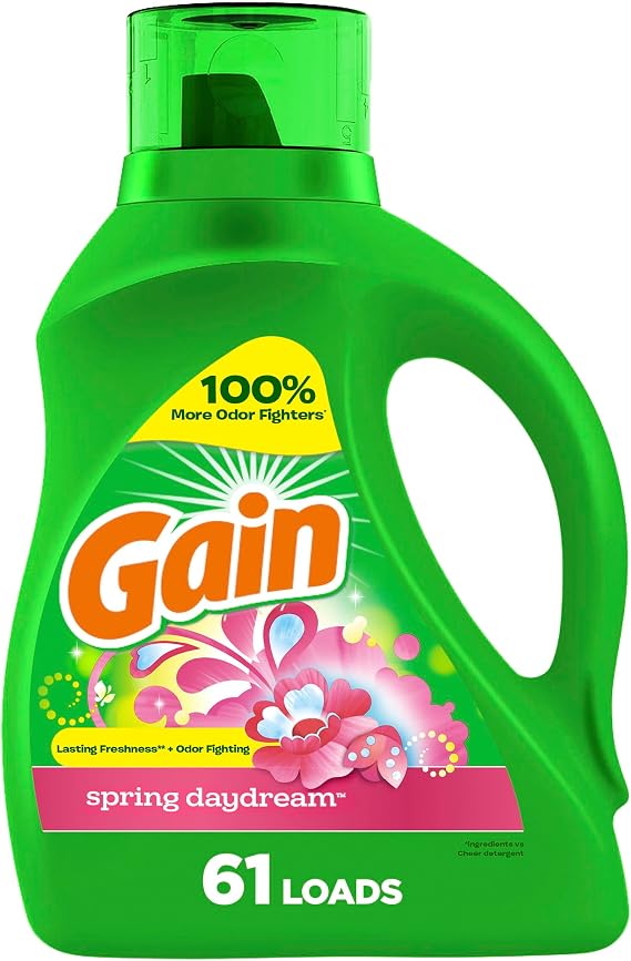 Gain Liquid Laundry Detergent, Spring Daydream Scent, 88 fl oz, 61 loads, Freshness + Odor Fighting, Laundry Detergent Liquid Soap, HE compatible