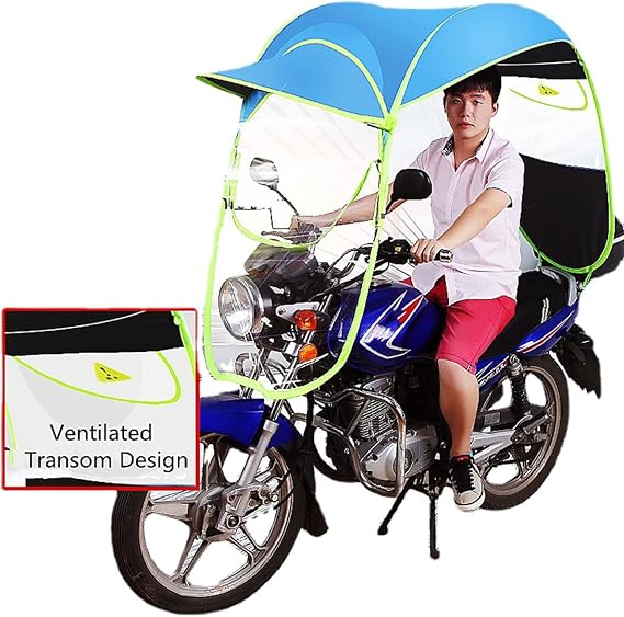 YUANXIN Motorcycle Awning Canopy E-Bike Carport Awning Canopy Storage Battery Car Motorcycle Rain Shelter Transparent Umbrella Carport (Blue)