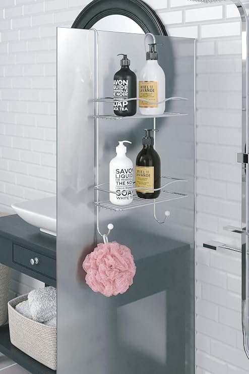 Tekno-tel BK062 2 Tiers Shower Shelf Soap Dispenser, Chrome