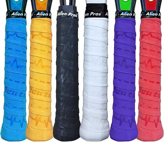 ALIEN PROS Tennis Racket Grip Tape (6 Grips) Precut & Dry Feel Tennis Grip Designer Overgrip for High Performance