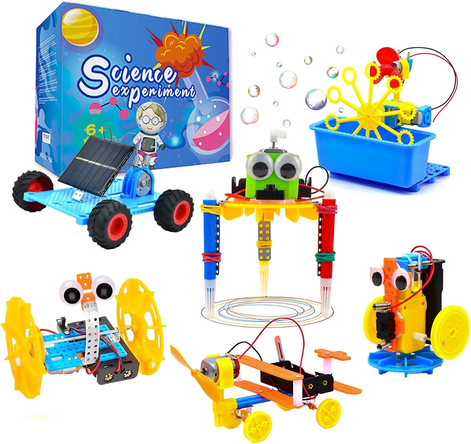 6 In 1 STEM Kits for Kids Crafts 6-8 8-12, Boys Gifts Toys for 6 7 8 Year Old Boy Birthday Gift Ideas, STEM Robotics Science Kits Activities Robot Building Age 8-10 9 10 11 12 13 14