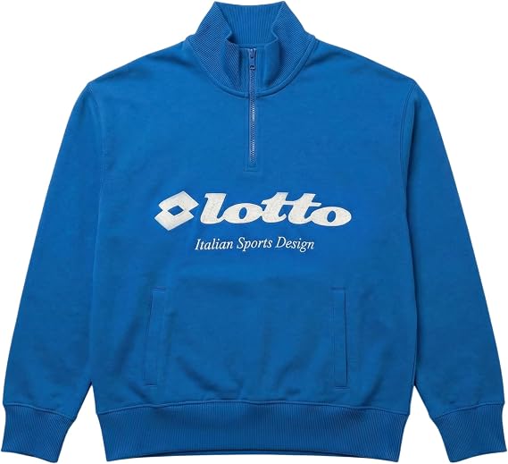 LOTTO Men's Uniforme 1/4 Zip Sweater - 100% Organic Cotton Brushed Fleece Pullover - Italian Sport Heritage
